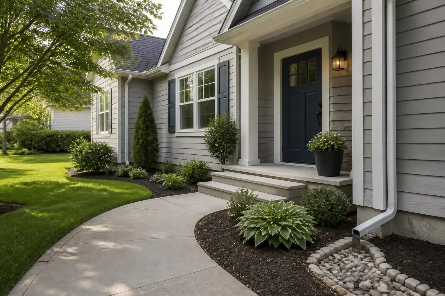 Well-kept home exterior with a clean, finished front entry.